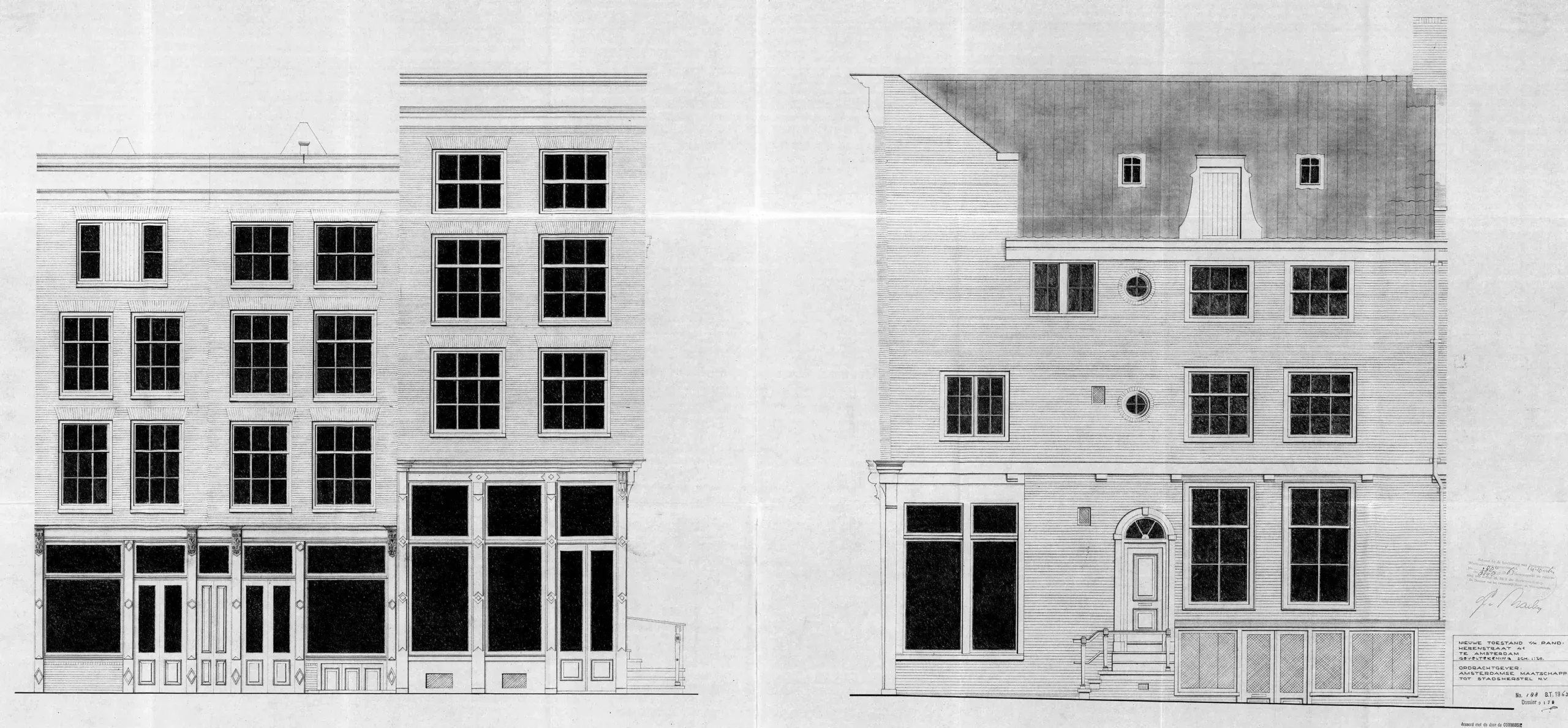 Grachtenmuseum bouwtekening Herenstraat 1967